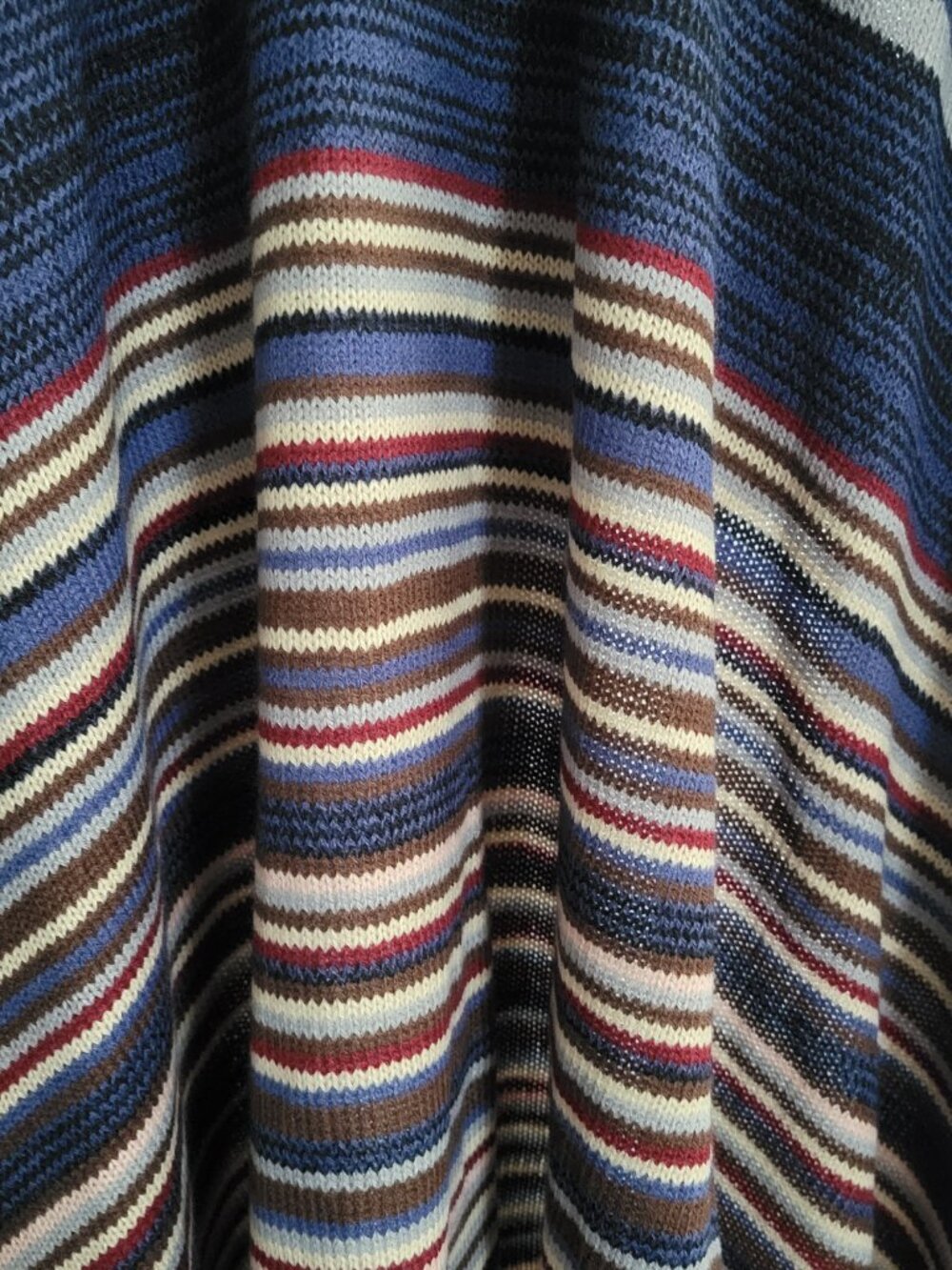 Modena Blue & Red Striped Knit Shawl Poncho | One Size | NWOT - Picture 6 of 16
